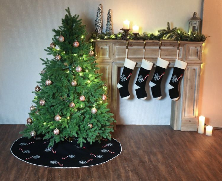 Plush Decorative Knitted Christmas Socks Pendant Cane Candy Snowflake Gift Bag_voghion.com