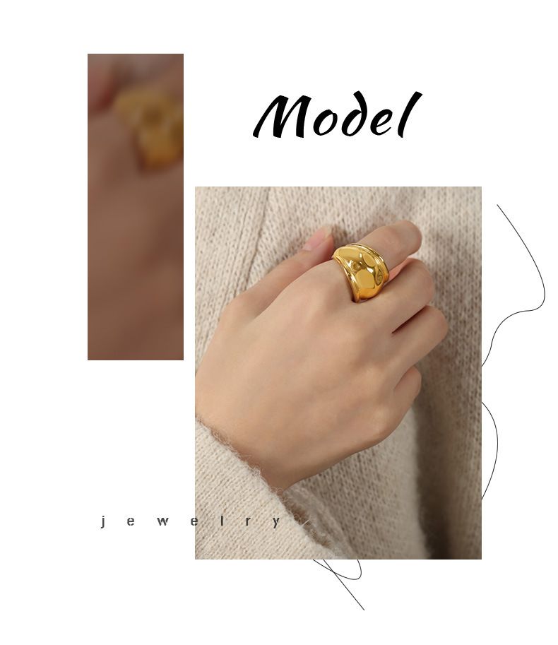 Nischendesign High-End-Ring Mode Vielseitig Titanstahl Vergoldet Persönlichkeit Temperament Offener Ring Schmuck Damen_voghion.com