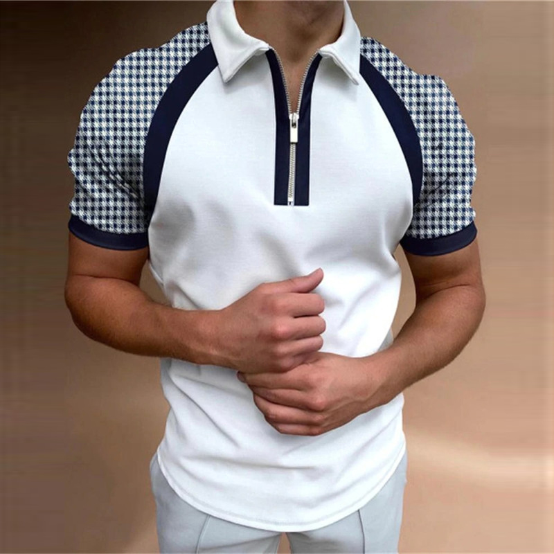 Kortärmad pikétröja herr sommartidsvarumärke slim fit enkel stil T-shirt affärströja för män avslappnad topp_voghion.com