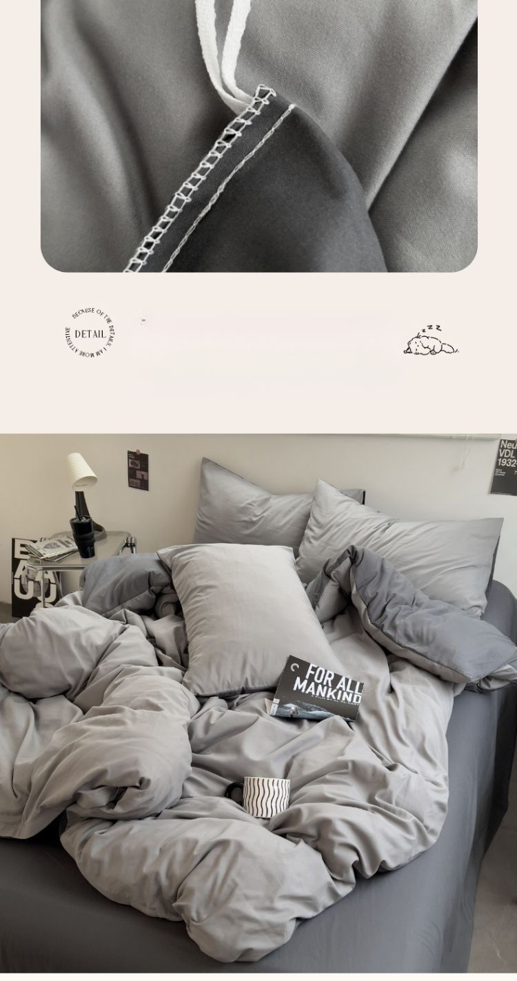 Nordic Style A-Class Baby Ultra-Soft Quilt Cover Bed Sheet Four-Piece Light Luxury Bedding Student Dormitory Three-Piece_voghion.com