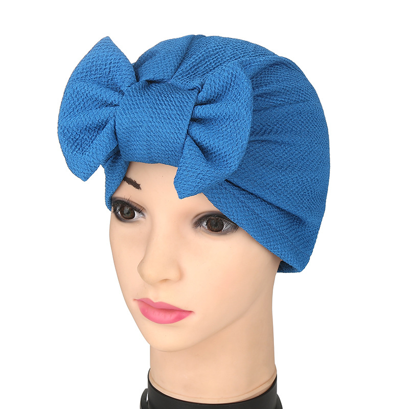 Women's Hats ladies bow Indian pullover headscarf hat Muslim elastic headscarf_voghion.com