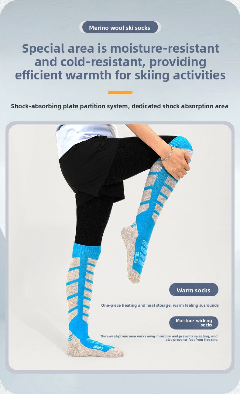 Thickened Mountaineering For Men And Women, Warm High Tube Casual Versatile Snow Socks, Winter Merino Wool Ski Socks_voghion.com