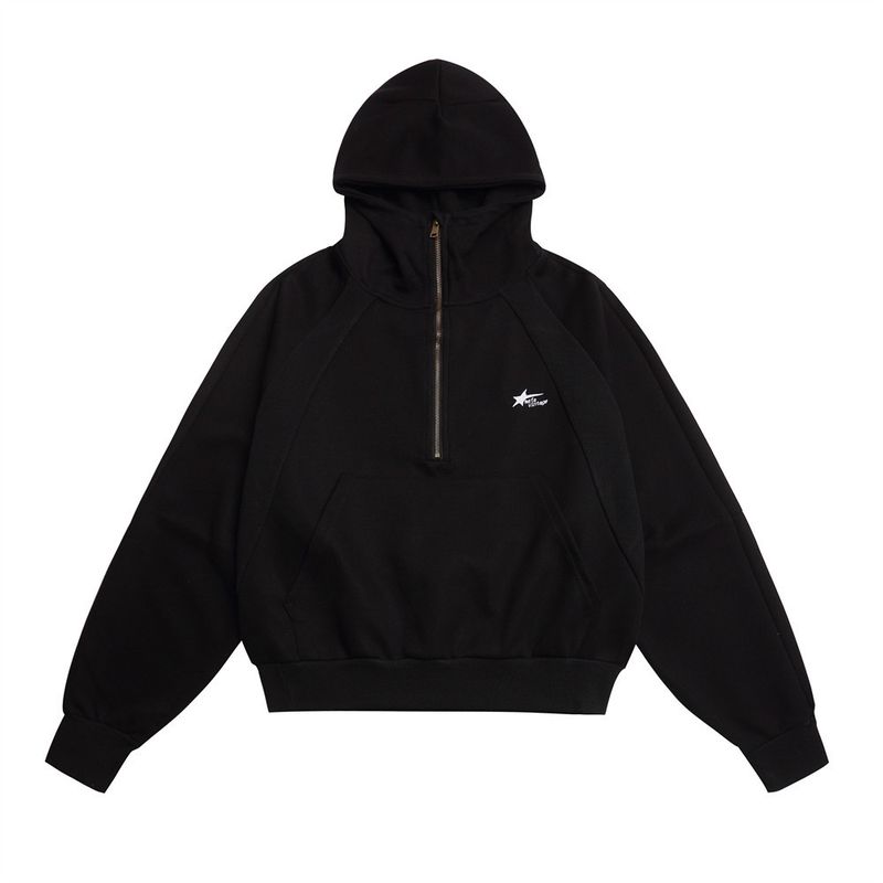 Felpa con cappuccio da uomo per esterni, marchio alla moda, Vibe, design con taglio 3D, felpa sportiva con cappuccio e mezza zip_voghion.com