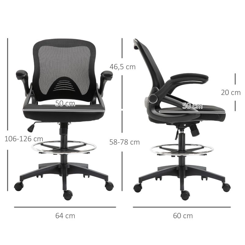 Bürosessel Mit Stehfunktion Und Fußablage, Drehbar, Schwarz_voghion.com