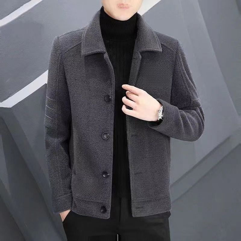 Ropa de hombre Abrigo de lana Abrigo con chaqueta de solapa de tweed grueso para hombre Todas las tendencias de invierno_voghion.com
