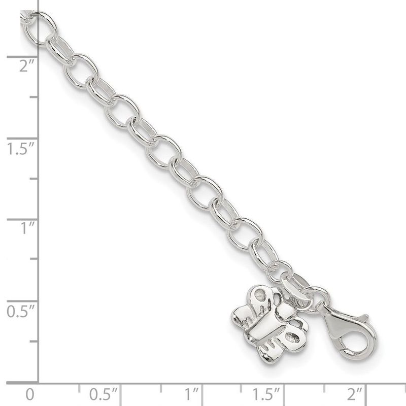 Sterling Silver Small Oval Rolo Link With Butterfly Anklet_voghion.com