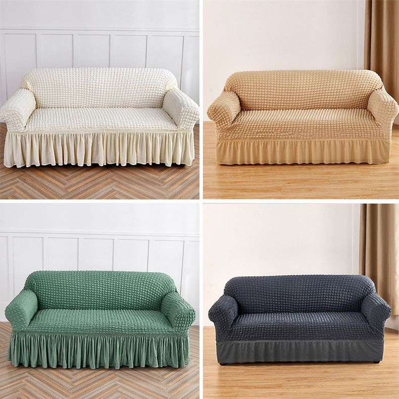 Stretchable Polyester Sofa Cover Set With Ruffle Skirt - Full Coverage Slipcovers For 1/2/3-Seater Couches (Multiple Colors & Sizes)_voghion.com