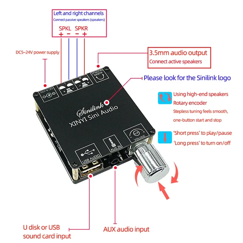 2*15W Bluetooth Audio Portable Resonance Vibration Speaker Class D Power Amplifier Subwoofer DIY 2.0 HiFi System_voghion.com