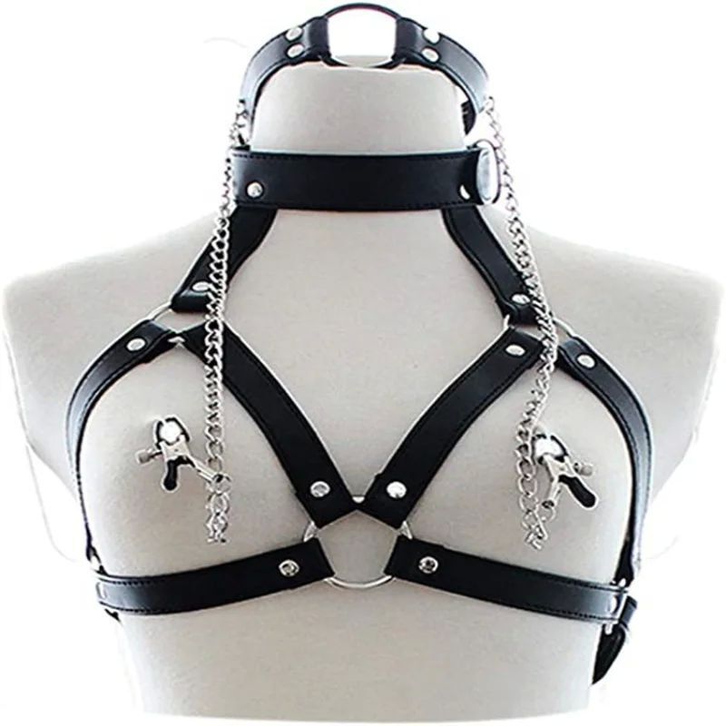 Set bondage 3 in 1 per donna, anello per la bocca, morsetti per capezzoli, imbracatura_voghion.com
