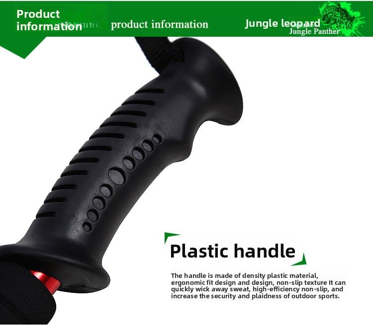 Trekkingstok met 3 secties en rechte handgreep, aluminiumlegering 6061, multifunctionele loopkruk voor ouderen, Jungle Leopard_voghion.com