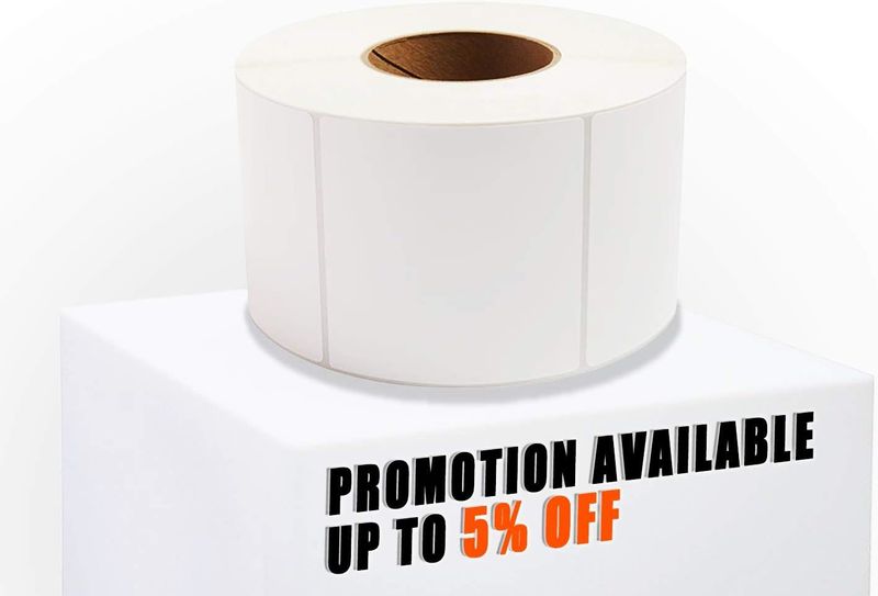 5900 Pack of White Thermal Transfer Labels 4" x 4" with 3" Core. Perforated Thermal Shipping Label. Self-Adhesive Rolls. Mailing Postage Printing Roll_voghion.com