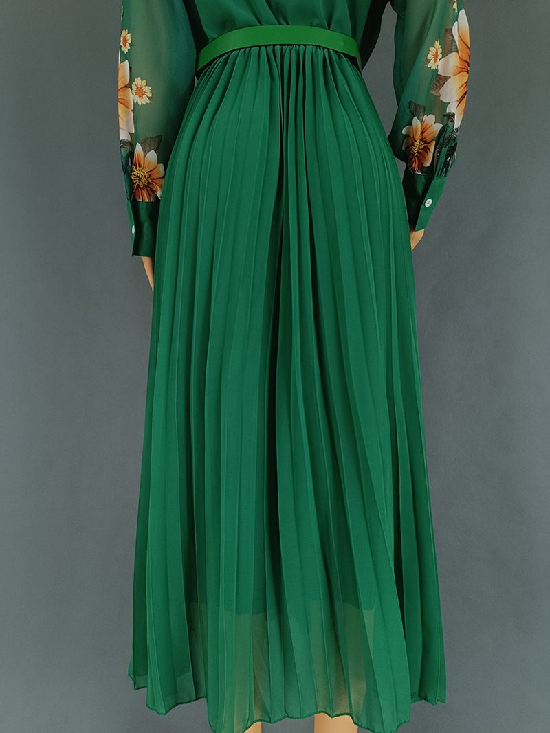 Women's Clothing Solid Color Printed Chiffon Dress_voghion.com