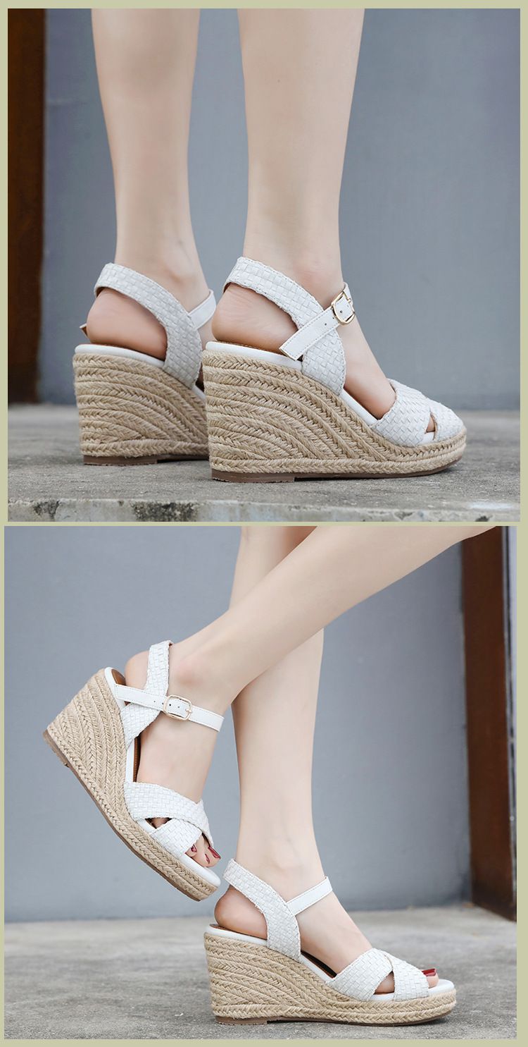 ALM2024-2 Sommer 2024 Mode Damen gewebte Sandalen mit großem Hangabsatz Strandschuhe_voghion.com