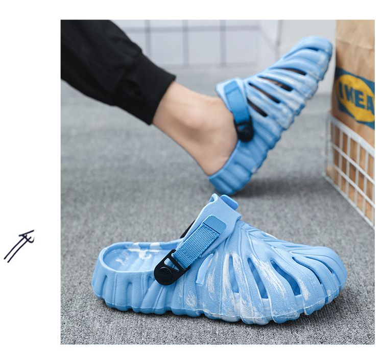 Scarpe da uomo con buchi, coppia di sandali da casa, da indossare all'aperto, suola morbida, traspiranti, leggere, da spiaggia, per uomo_voghion.com