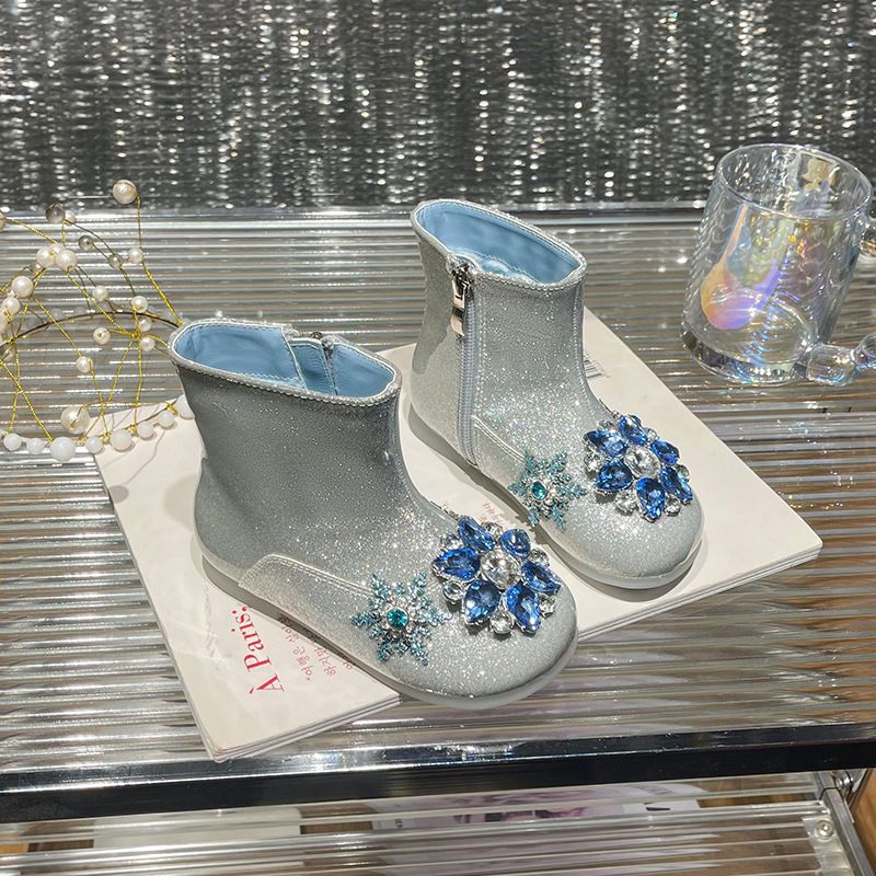 Short fille 2025 automne hiver nouvelle mode enfants strass princesse avec doublure polaire chaud simple pour les petits_voghion.com