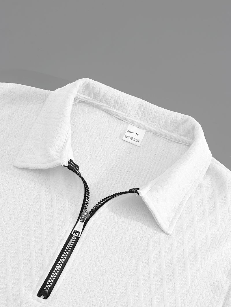 Strukturiertes, einfarbiges, langärmliges Freizeit-Sweatshirt für Herren – Lockere Passform, leicht, vielseitig für Frühling und Herbst (Weiß, Dunkelgrau, Schwarz, Khaki)_voghion.com