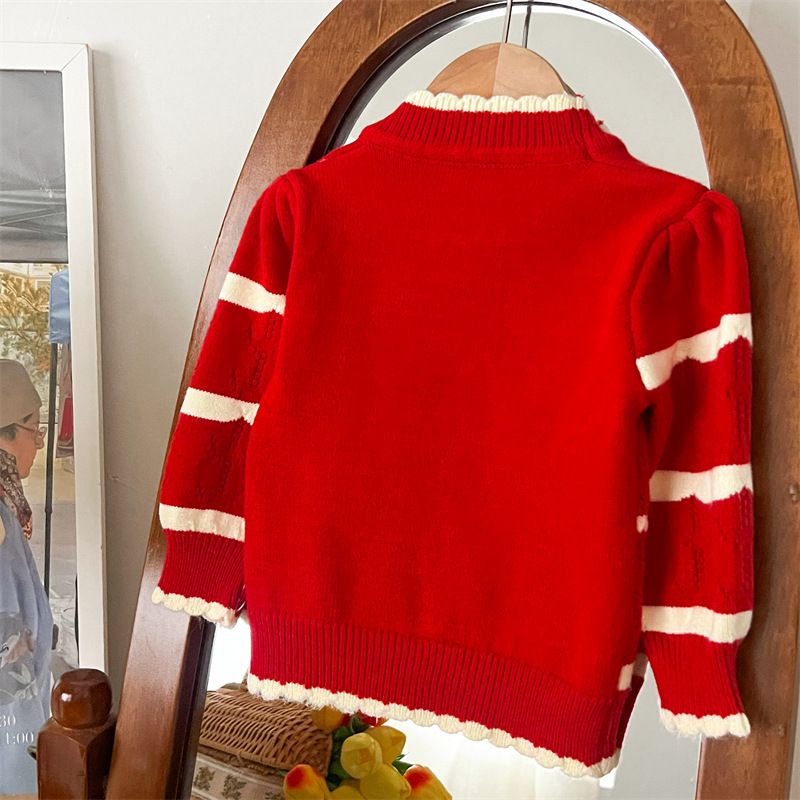 2024 Abito a due pezzi in stile coreano alla moda per bambina, autunno e inverno, nuovo stile, maglione per bambini, gonna lavorata a maglia piccola_voghion.com