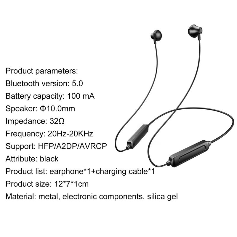 Neckband Wireless Sports Hanging Neck Bluetooth 5.0 In-Ear Earphones_voghion.com