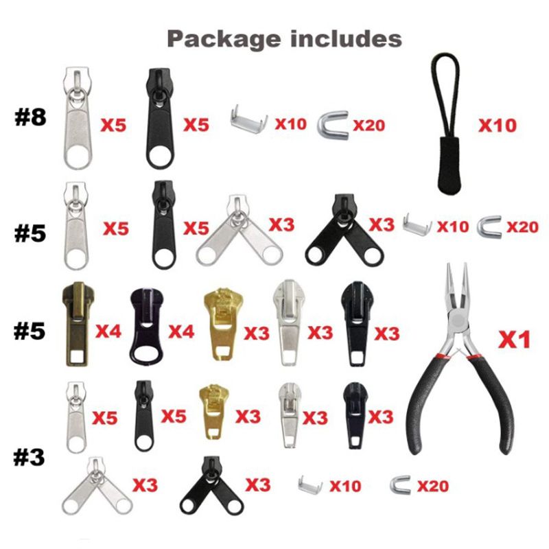 Zipper Repair Kit Zipper Replacement Bag Strap for Repairing Jeans Tent Luggage Backpack Jacket Zipper_voghion.com