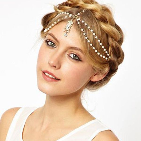 Cadena para el pelo estilo princesa bohemia con accesorios para el cabello de acrílico de lujo con diamantes góticos retro, tocado con cadena para la cabeza_voghion.com