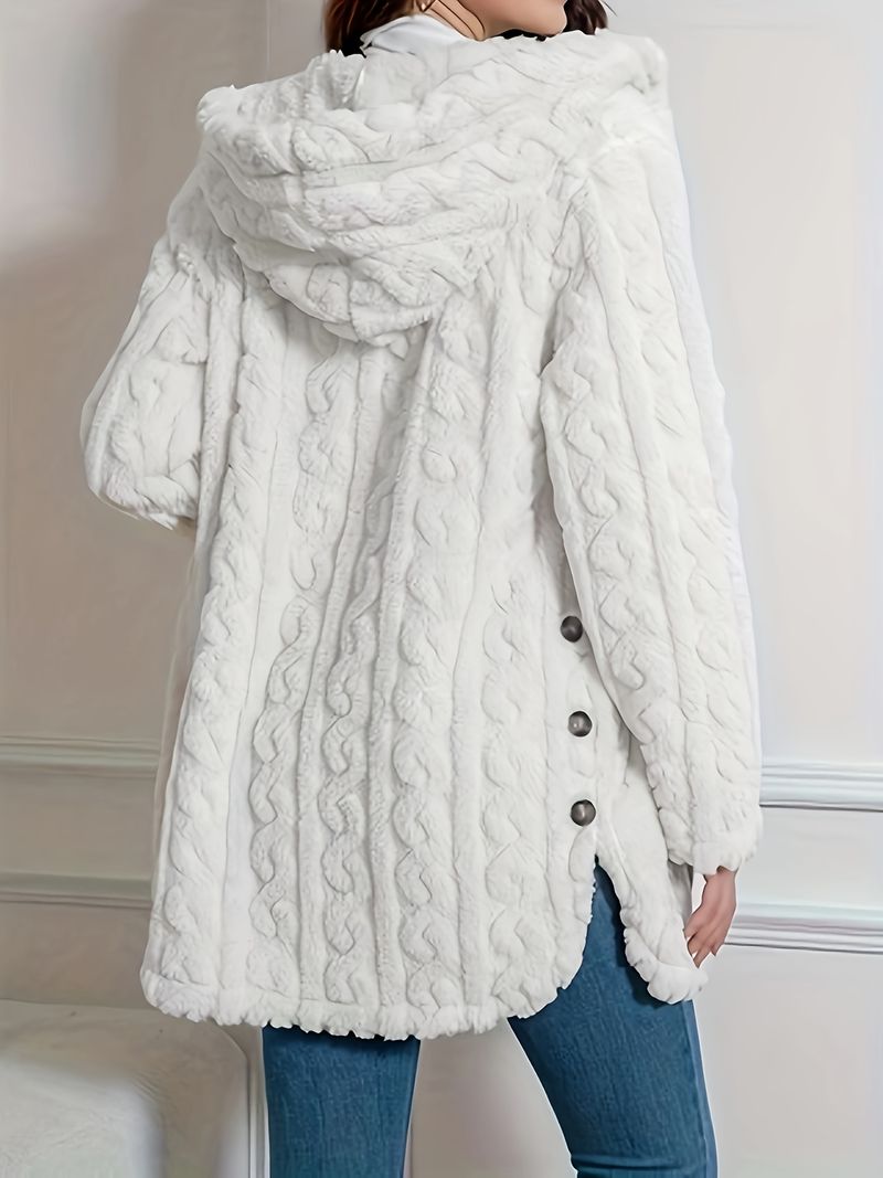 Youduomi Eleganter, langer Pelzmantel für Damen – Cremegelb, 100 % Polyester, weich mit Mikro-Stretch, Herbst/Winter_voghion.com