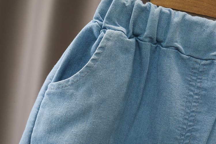 2024 Summer New Polo Neck Shirt Short sleeved Set, Boys' Casual Cowboy Shorts Two Piece Set_voghion.com