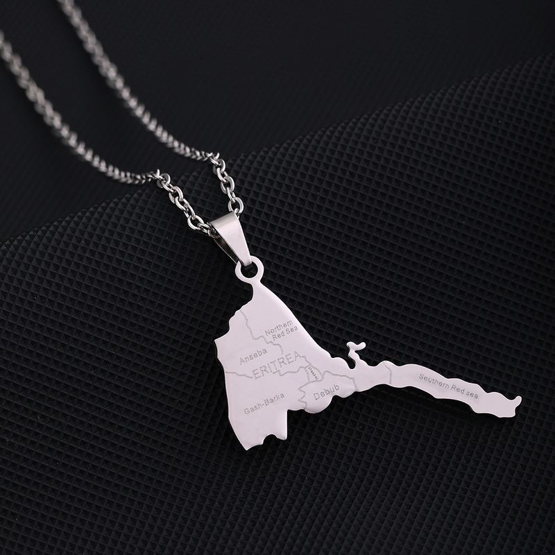 Naszyjnik z wisiorkiem ze stali nierdzewnej Afryka Erytrea Mapa i miasto Unisex Tytanowa stal Metalowa głowa Biżuteria_voghion.com