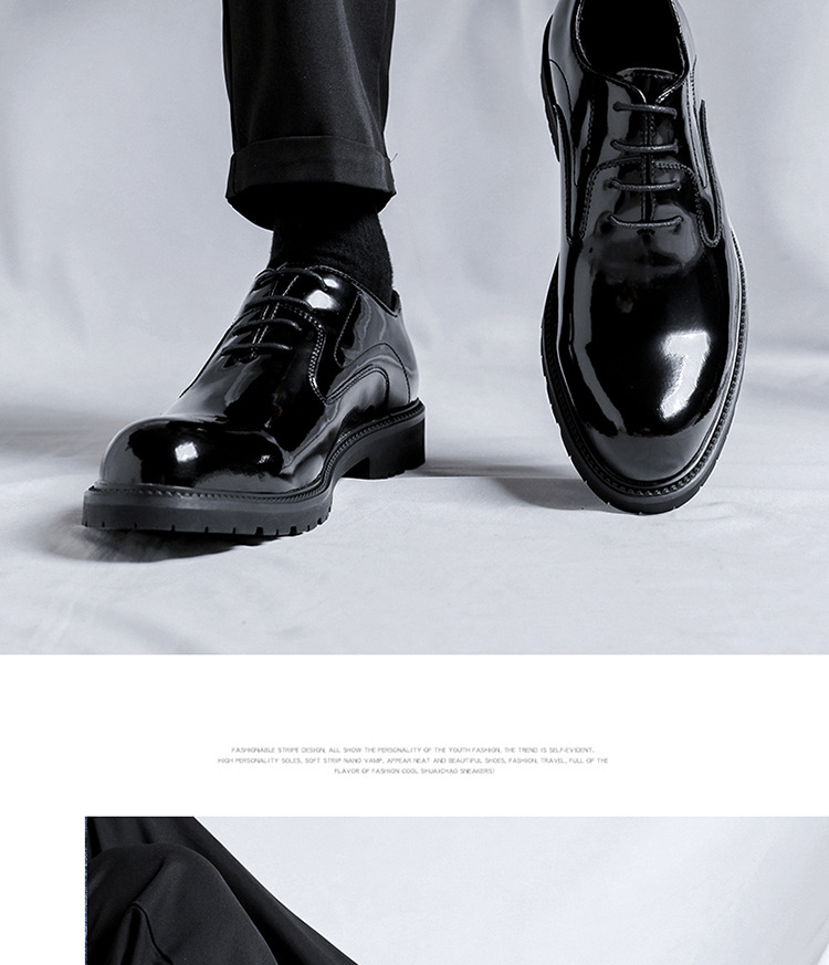 Chaussures Derby en cuir laqué pour hommes, décontractées, pieds larges, semelle épaisse, visage brillant, tendance, 2024, 8252-R_voghion.com
