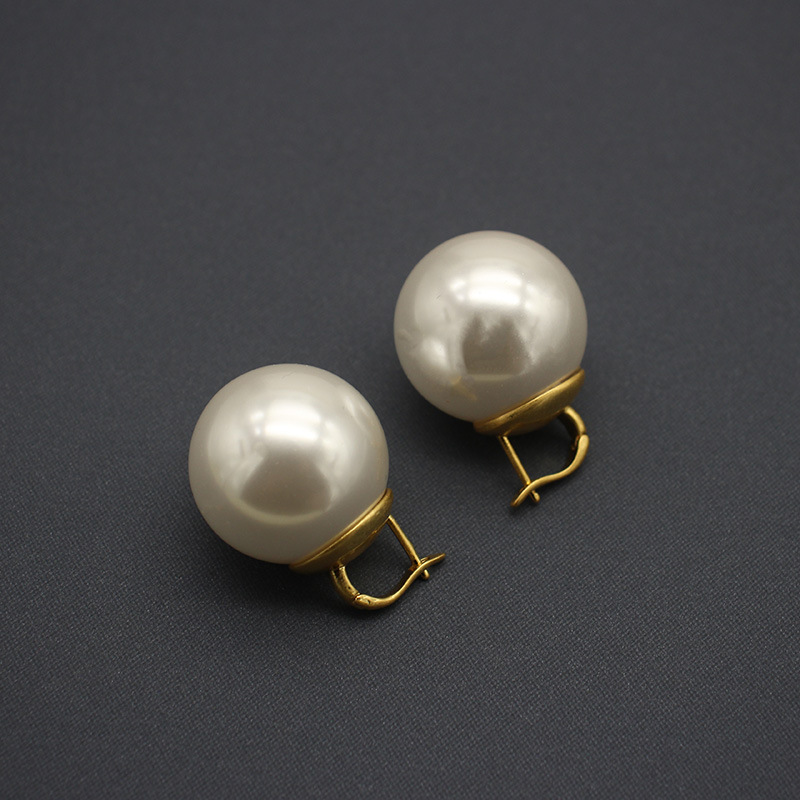 Damen Ohrringe Französische Oversized Perlenohrringe, Runde kleine Glühbirnen, personalisierter Nischendesign-Schmuck, Damen_voghion.com
