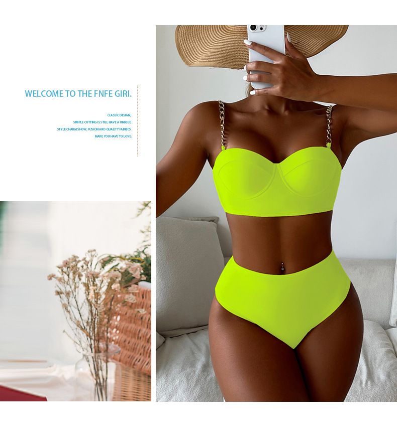 Dameskleding Effen Kleur Bikini Badpak Sexy Split Hoge Taille Buik Bedekkende Bikini Badpak_voghion.com