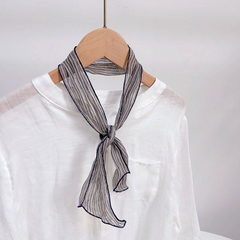 Sciarpa di seta piccola per protezione del collo estiva da donna, versatile, artistica, in puro lino, con effetto rugiada e colori originali_voghion.com