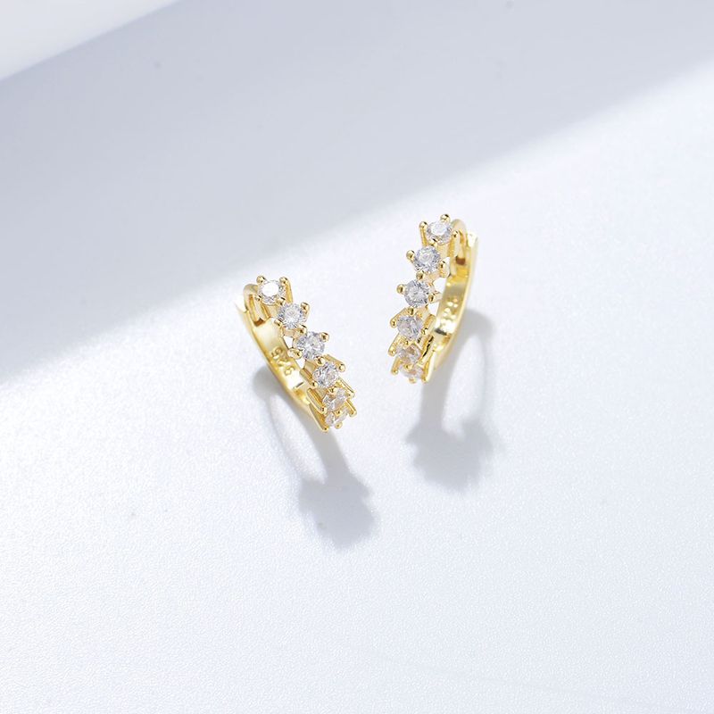 Orecchini a forma di C con diamanti e zirconi, da donna, alla moda, in argento Sterling S925, con fibbia per orecchini._voghion.com