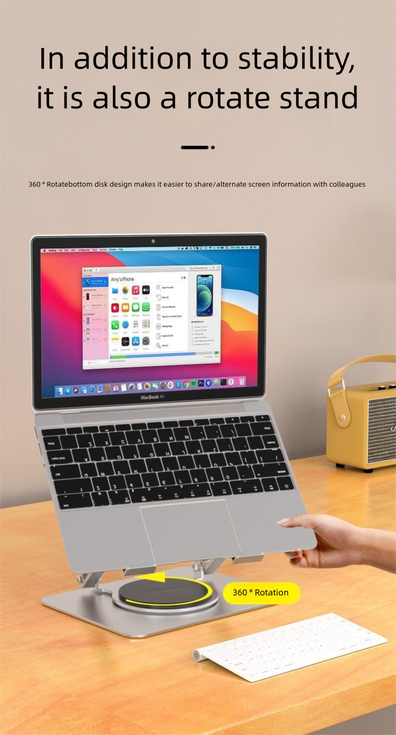 360 ° drehbarer Laptop-Ständerhalter, höhenverstellbar, hängende Kühlbasis, 360 Grad_voghion.com