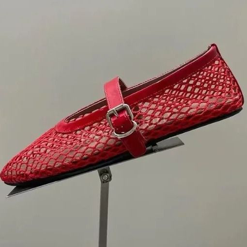 European And American Foreign Trade New Fashion Show Shoes High-End Mesh Niche Design Round Toe Ballet Flats Breathable_voghion.com