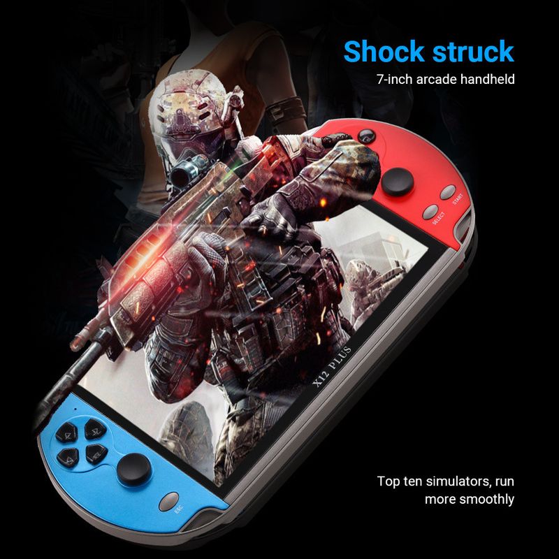 X12 PLUS 7-inch high-definition large screen dual joystick game console children's arcade handheld_voghion.com