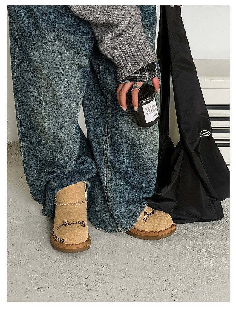 Couple Short Boots Fleece Thickened Warm Snow Boots Wind Martin Boots_voghion.com