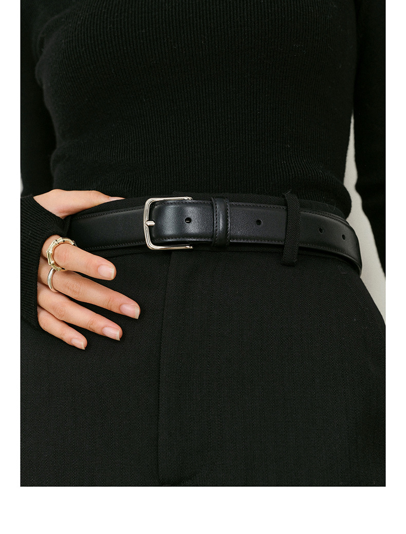2023 New Hot Selling Top Layer Cowhide Minimalist Gold and Silver Buckle Belt Belt Versatile Narrow Pant Belt_voghion.com