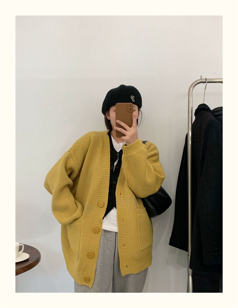 Cardigan in maglia da donna con ampie tasche - Cappotto casual oversize con scollo a V e apertura frontale in filato morbido, leggero e confortevole, vari colori_voghion.com