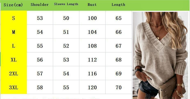 Abbigliamento da donna Maglione solido Pullover a maniche lunghe con scollo a V Top in maglia_voghion.com