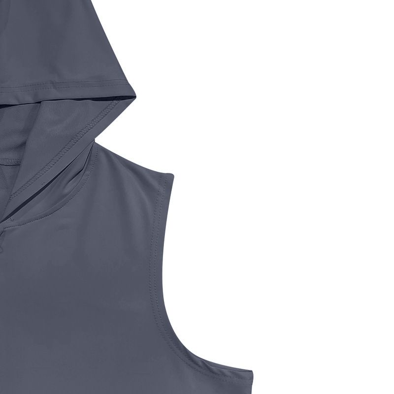 Herren Sommer Unterhemd mit Kapuze Sport Fitness Training Reißverschluss Strickjacke Ärmellose Weste Tops_voghion.com