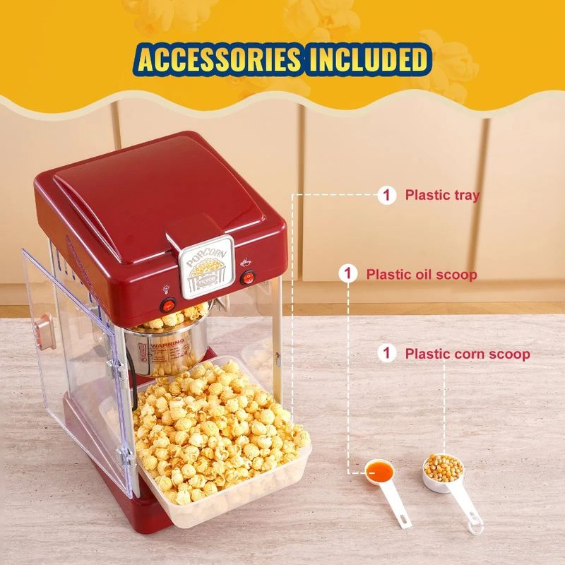 Popcorn Red 2.5 Popcorn Machine Maker Oz 300W Tabletop Popper_voghion.com