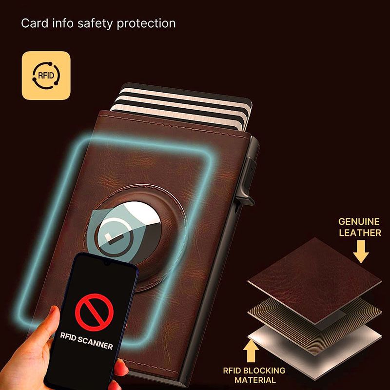 Microfiber Oil Wax Men's Wallet Tri-fold Rfid Anti-theft Brush Automatic Pop-up Card Bag_voghion.com
