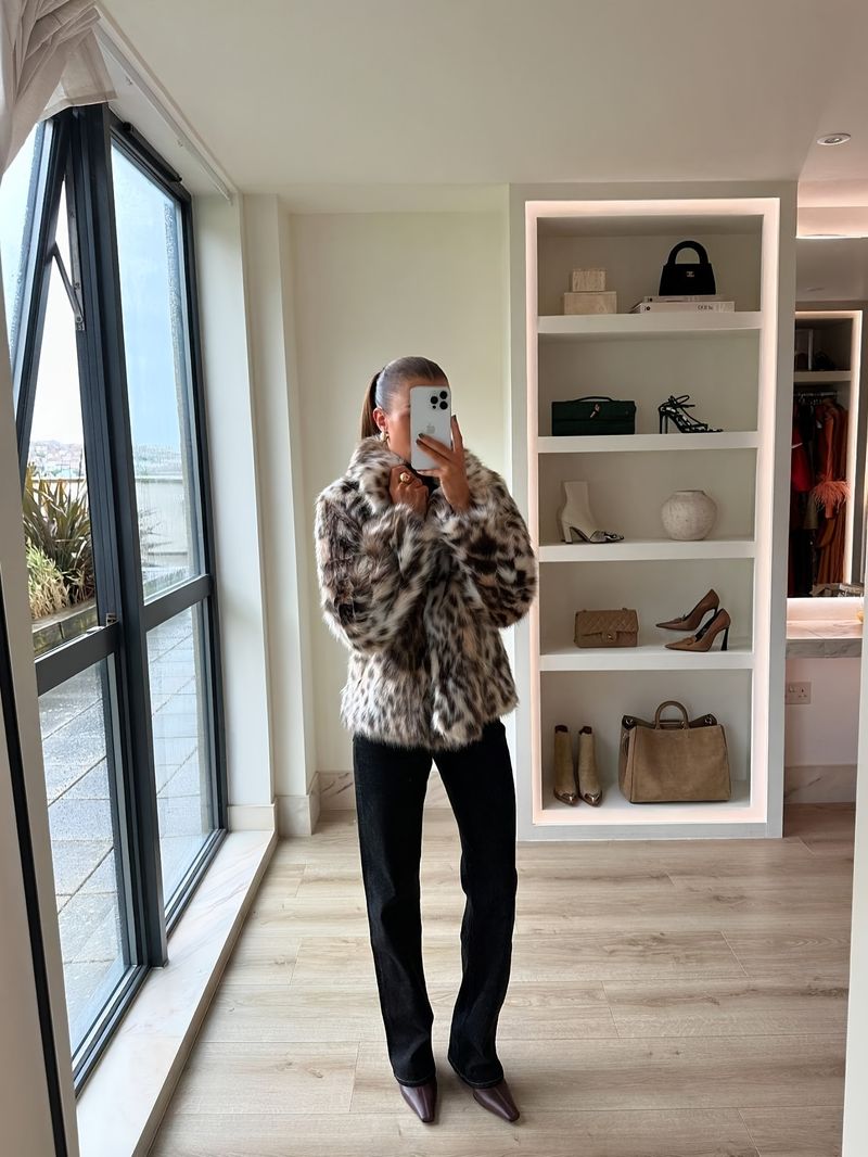 INDEFEIR Cappotto con stampa leopardata a maniche lunghe in pelliccia da donna, nuovo arrivo autunno-inverno_voghion.com