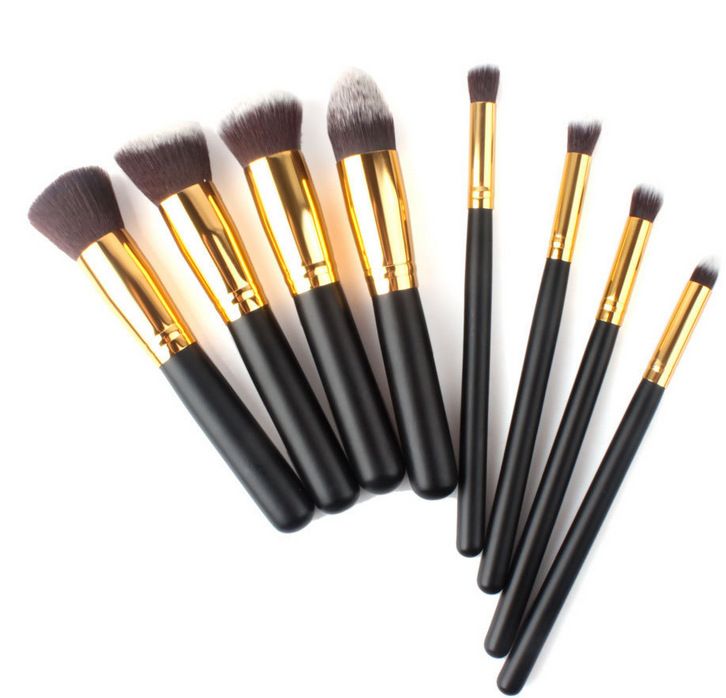 8-teiliges Make-up-Pinsel-Set, schwarzer Griff, goldene Röhre, silberne Röhre, schwarzer Griff, Set, heißer Verkauf in Europa und Amerika, 6 Farben, hergestellt von GUJHUI_voghion.com