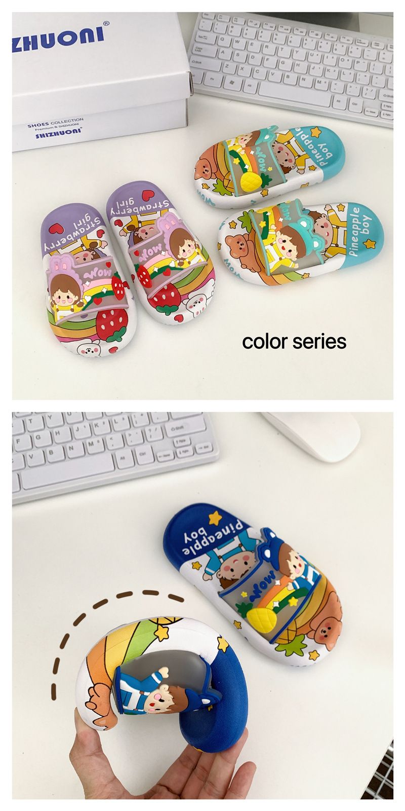 Nuove pantofole per bambini estate simpatici cartoni animati ragazzi e ragazze fondo morbido compagni di classe casa interno antiscivolo bambino pantofole fresche_voghion.com