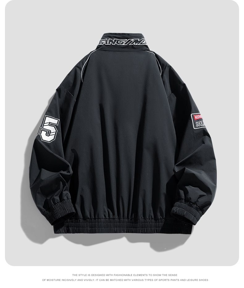 Nuova giacca da motociclista casual, versatile e alla moda, da uomo, con ricamo, per la primavera e l'autunno_voghion.com