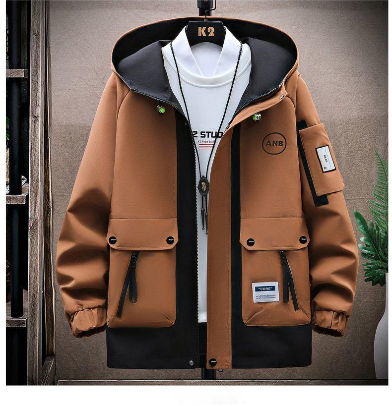 Spring Autumn Men's Jacket, Youth Work Clothes, Korean Edition Set, 2024 New Style, Handsome and Loose Two Piece Set_voghion.com