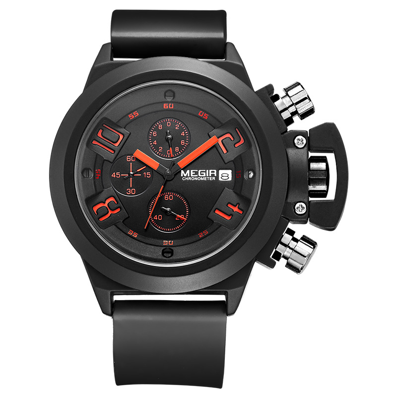 Black Silicone Quartz Luxury Sport Military Wrist es Men Waterproof Clock Chronograph Large Dial e_voghion.com