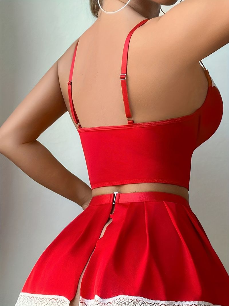 Eros Lab Cross-Border Source Cute Girl Christmas Costume Holiday Tie Cross Strap European And American Sexy Bra Set_voghion.com