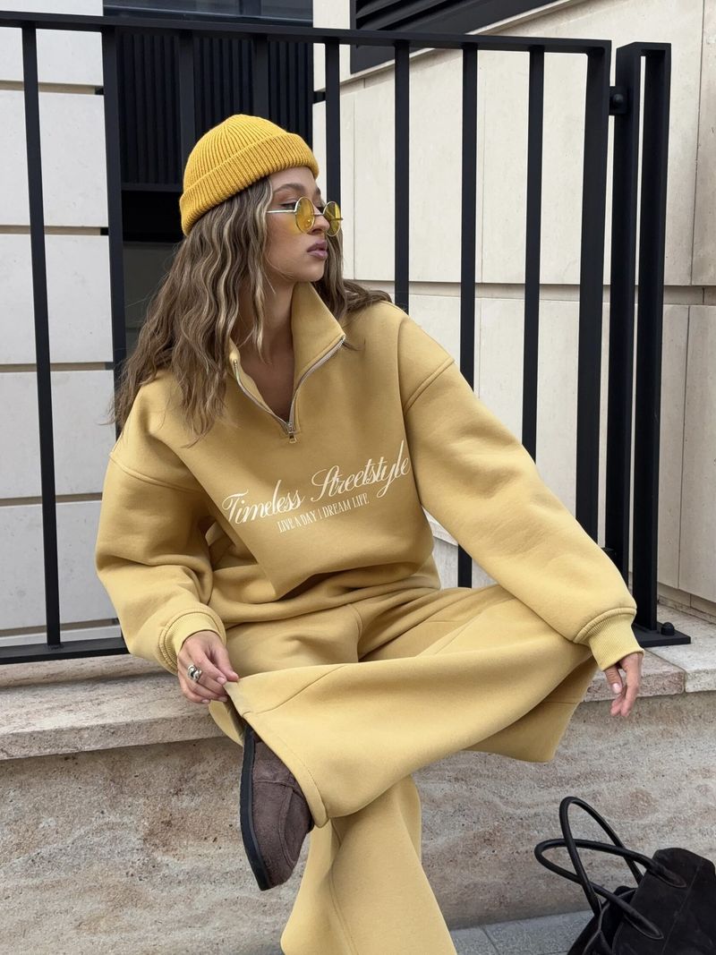 Oversized Letter Print Sweatshirt & Jogger Set - Unisex Streetwear Lounge Two-Piece, Drop Shoulder Long Sleeve Hoodie With Matching Drawstring Pants_voghion.com